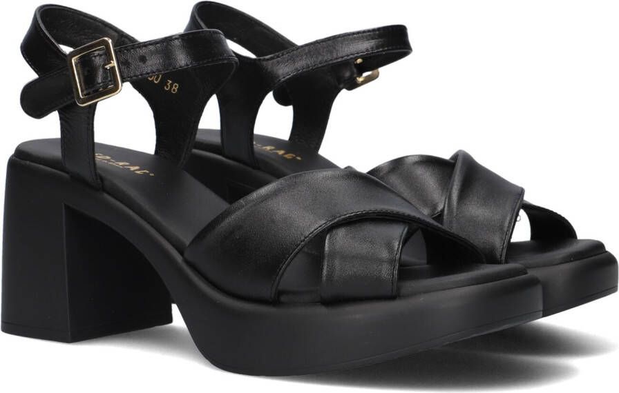 Red Rag Gekruiste Band Blokhak Sandalen Black Dames