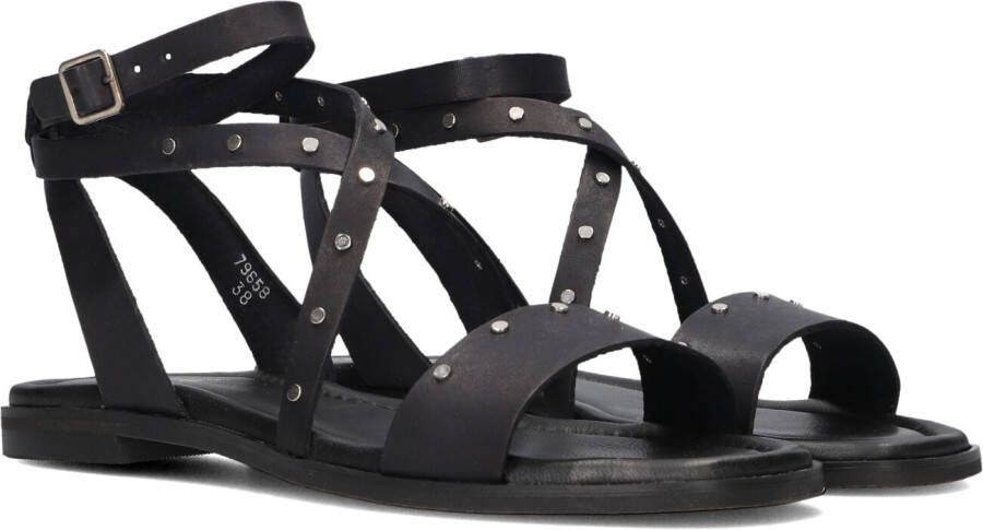 Red Rag Zwarte Leren Sandalen met Studs Black Dames