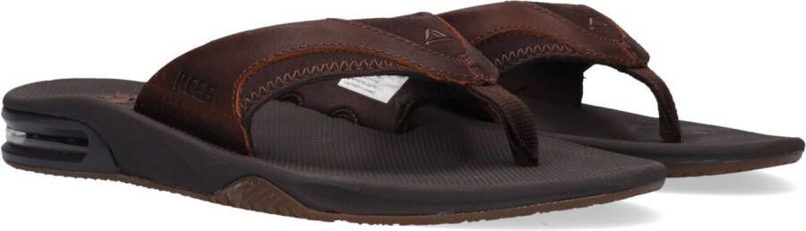 Reef Leather Fanningdark Brown Heren Slippers Donkerbruin