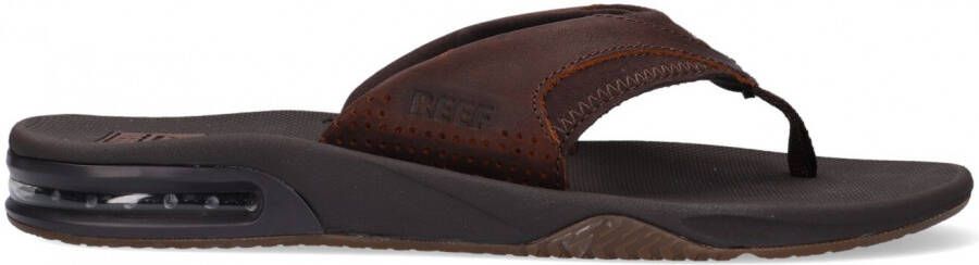 Reef Leather Fanningdark Brown Heren Slippers Donkerbruin