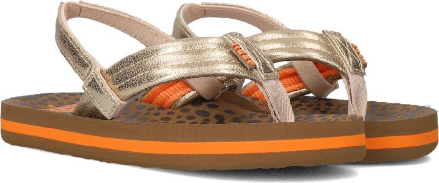 Reef Kids Ahi Wild teenslippers met hielbandje bruin goud Meisjes EVA 28