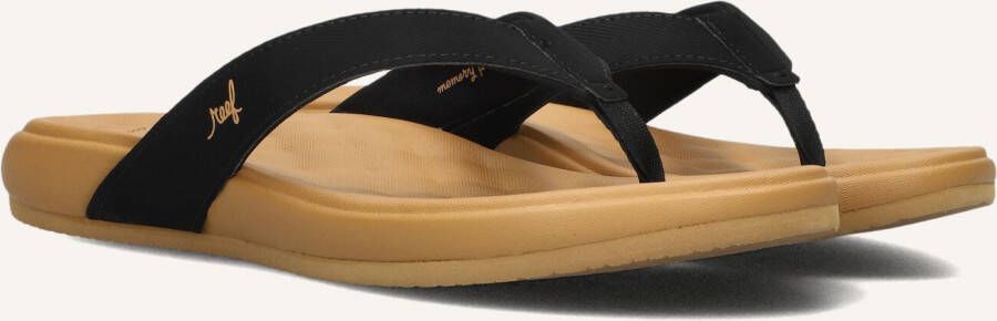 Reef Zwarte leren Cushion Harmony slippers