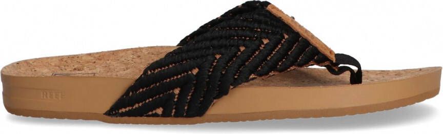 Reef Cushion Strand Dames Slippers Black Natural