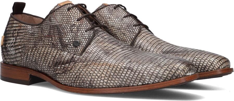 Rehab Greymarble leren veterschoenen met dierenprint zand