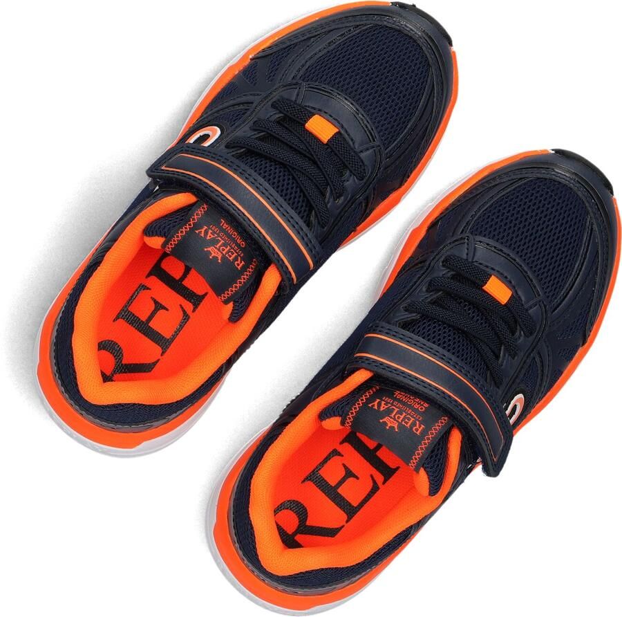 REPLAY Christal JR sneakers donkerblauw neon oranje - Foto 5
