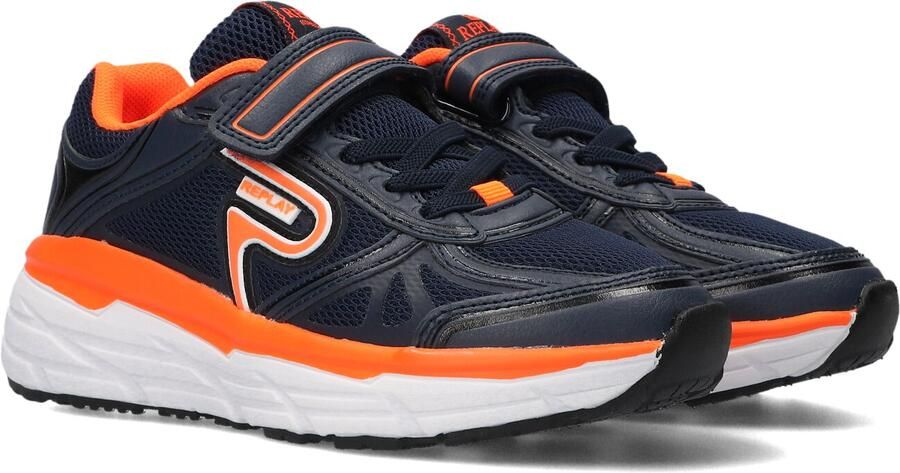 REPLAY Christal JR sneakers donkerblauw neon oranje