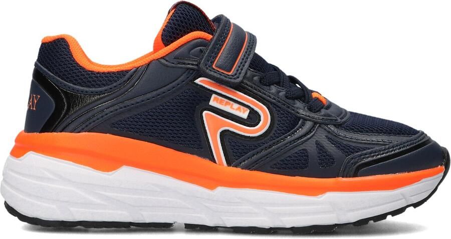 REPLAY Christal JR sneakers donkerblauw neon oranje