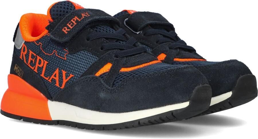 Replay Jongens Sneaker Shoot Jr Navy Fluo Orange Blauw