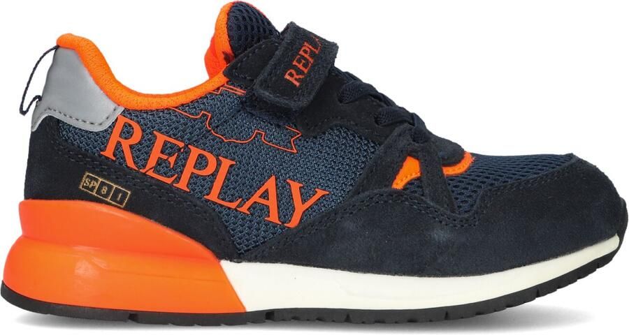 Replay Jongens Sneaker Shoot Jr Navy Fluo Orange Blauw
