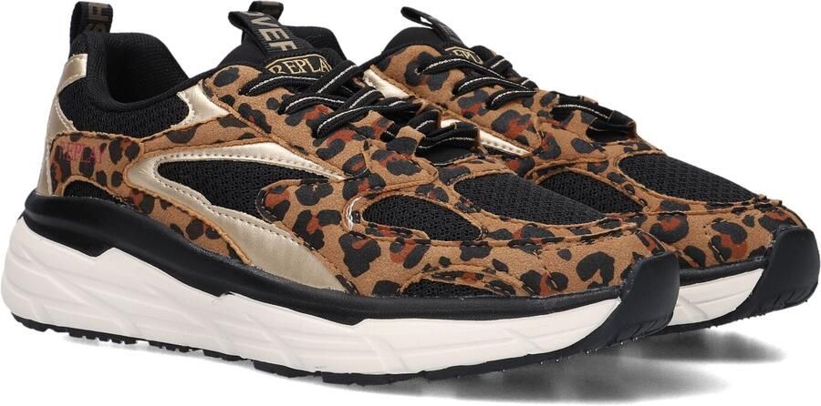 REPLAY Christal JR girl 7 chunky sneakers met panterprint cognac zwart