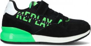 REPLAY Shoot Jr Elastic suède sneakers zwart groen