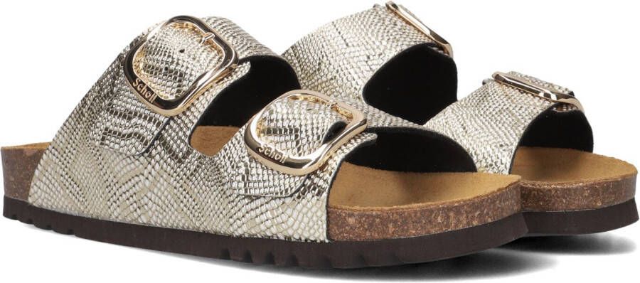 Scholl Zwarte Noelle Slippers met Gouden Gesp Gray Dames