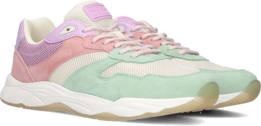 Scotch & Soda Celest 2.0 suède sneakers lichtgroen roze