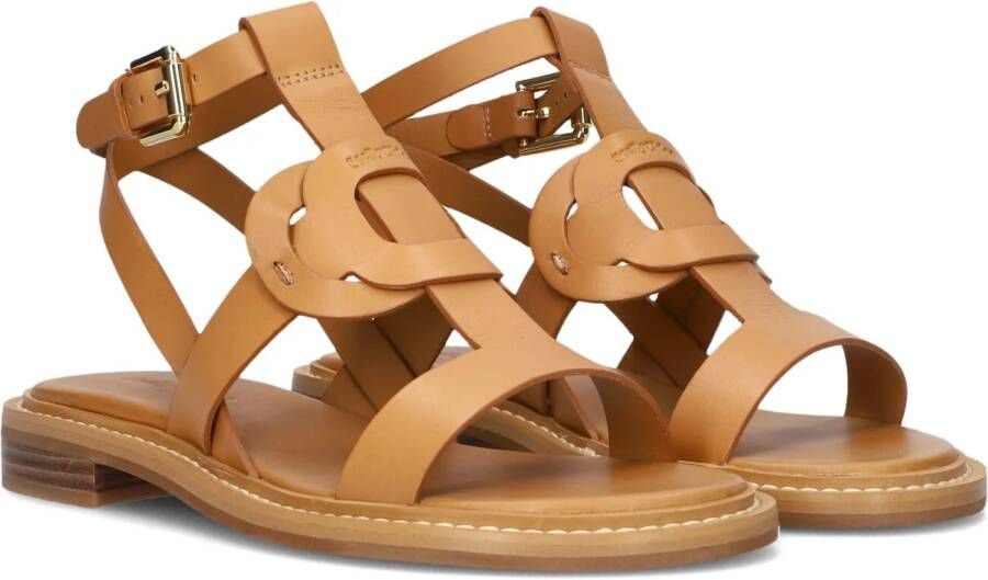 See by Chloé Bruine Leren Sandalen met Gouden Gesp Brown Dames