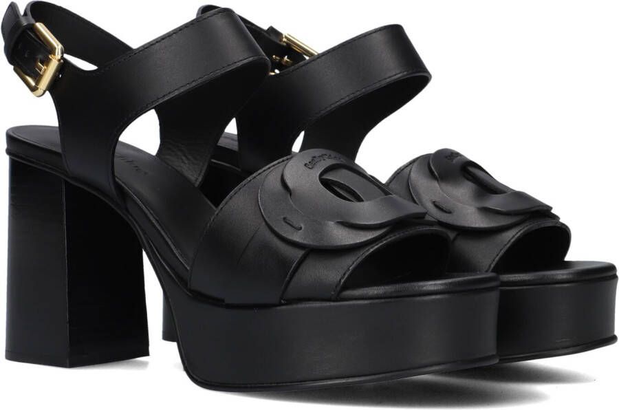 See by Chloé Zwarte Leren Sandalen met Blokhak Black Dames