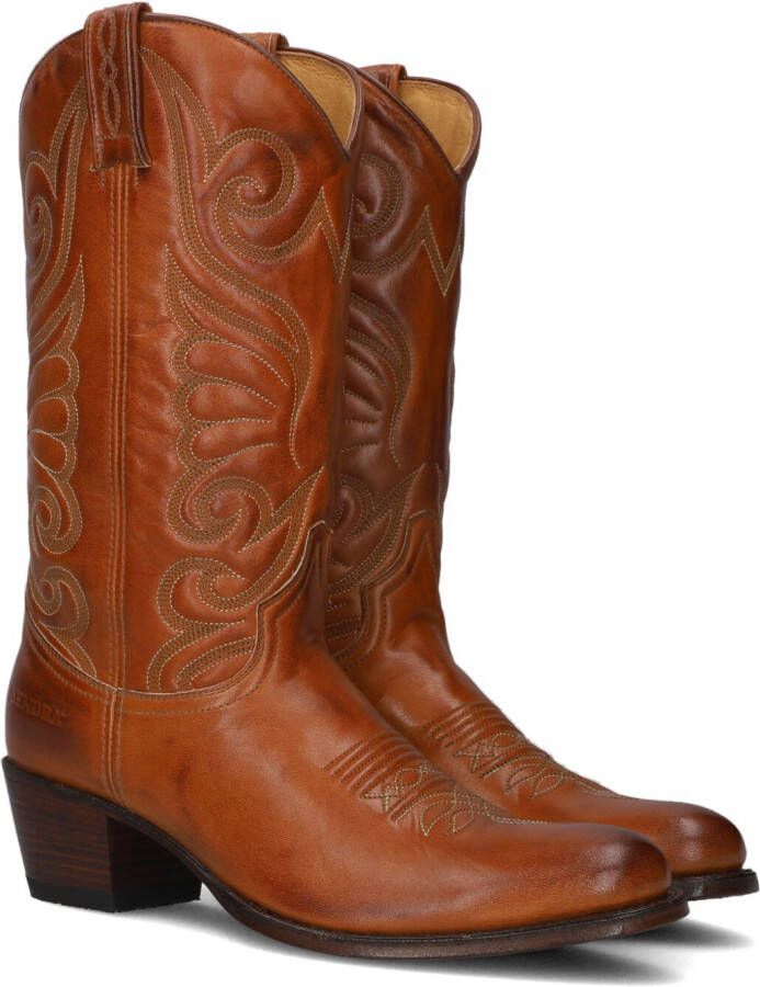 Sendra Cowboy geïnspireerde leren laarzen met vlammenpatroon Brown Dames