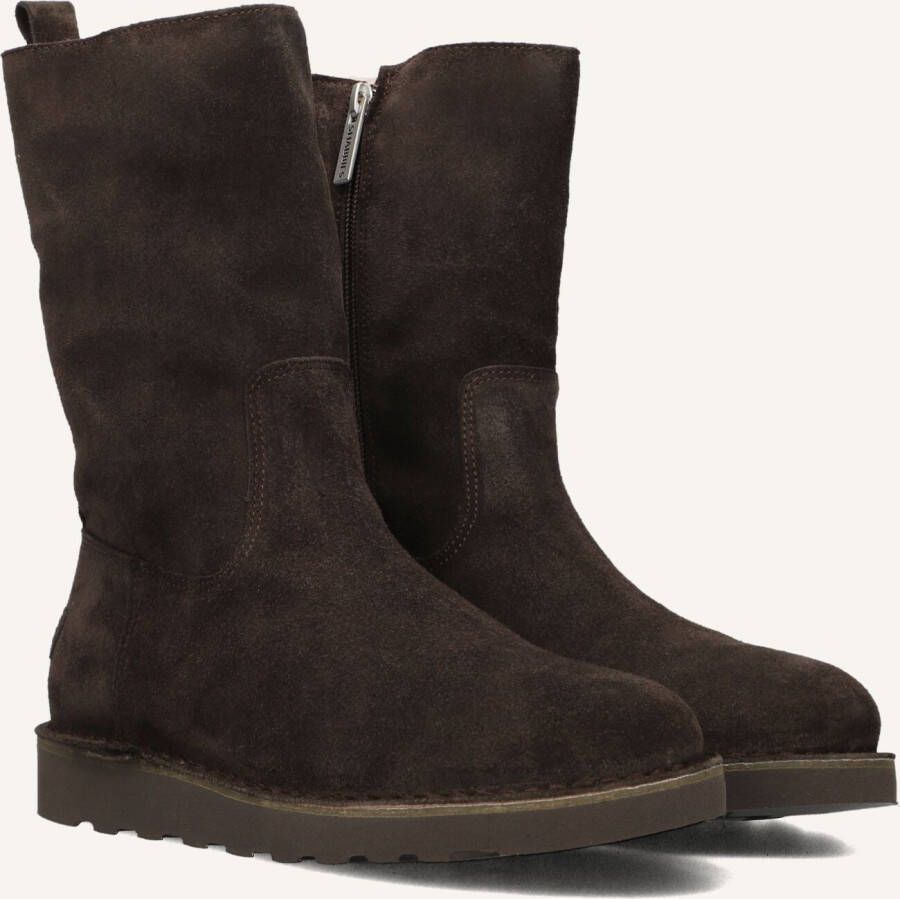 SHABBIES Enkelboots Dames Palissa Mia High Zip Maat: 40 Materiaal: Suède Kleur: Bruin