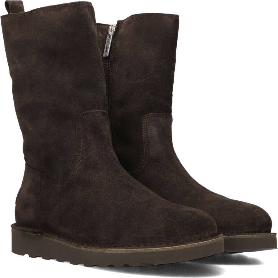 SHABBIES Enkelboots Dames Palissa Mia High Zip Maat: 38 Materiaal: Suède Kleur: Bruin