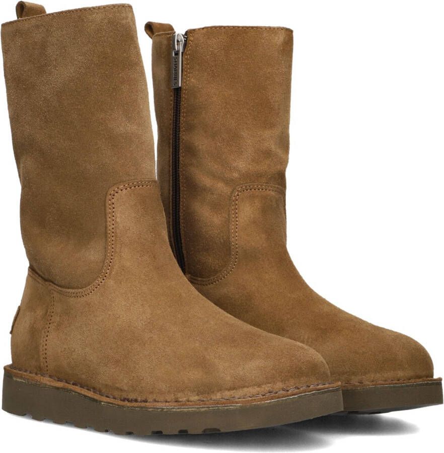 SHABBIES Enkelboots Dames Palissa Mia High Zip Maat: 42 Materiaal: Suède Kleur: Bruin