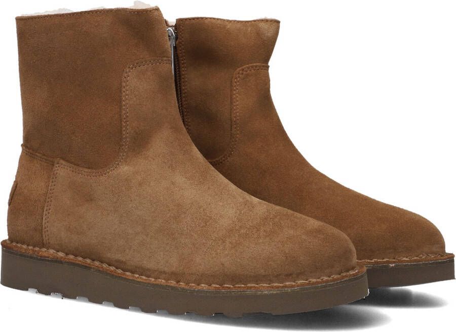 SHABBIES Enkelboots Dames Palissa Mia Zip Maat: 40 Materiaal: Suède Kleur: Cognac