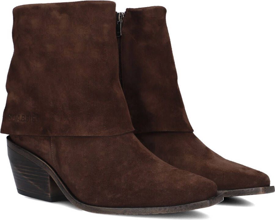 SHABBIES Enkellaarsjes Dames Jaira Double Maat: 42 Materiaal: Suède Kleur: Bruin