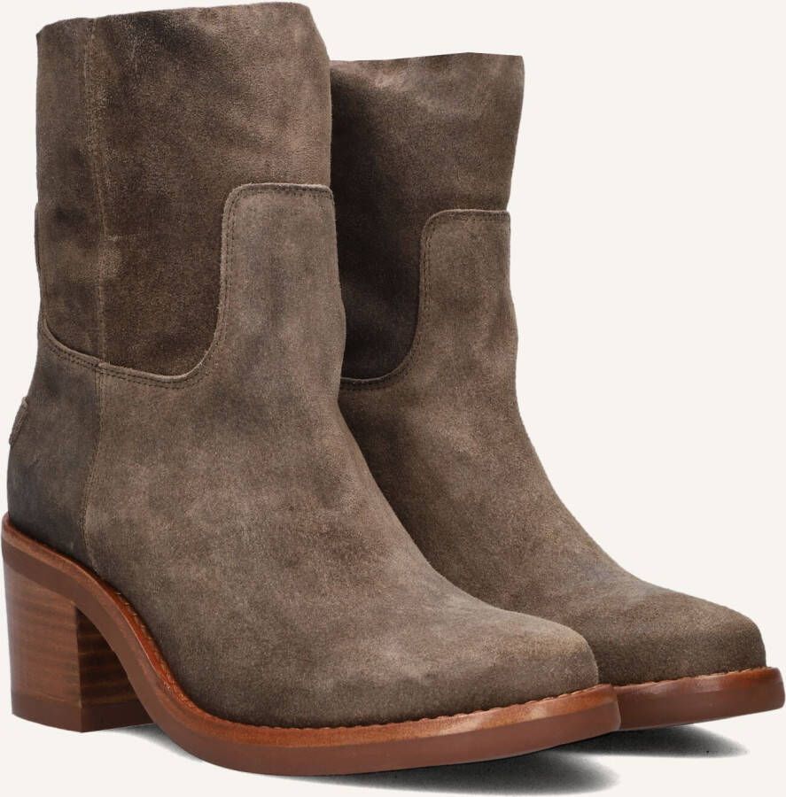 SHABBIES Enkellaarsjes Dames Puk Ankie Maat: 36 Materiaal: Suède Kleur: Taupe