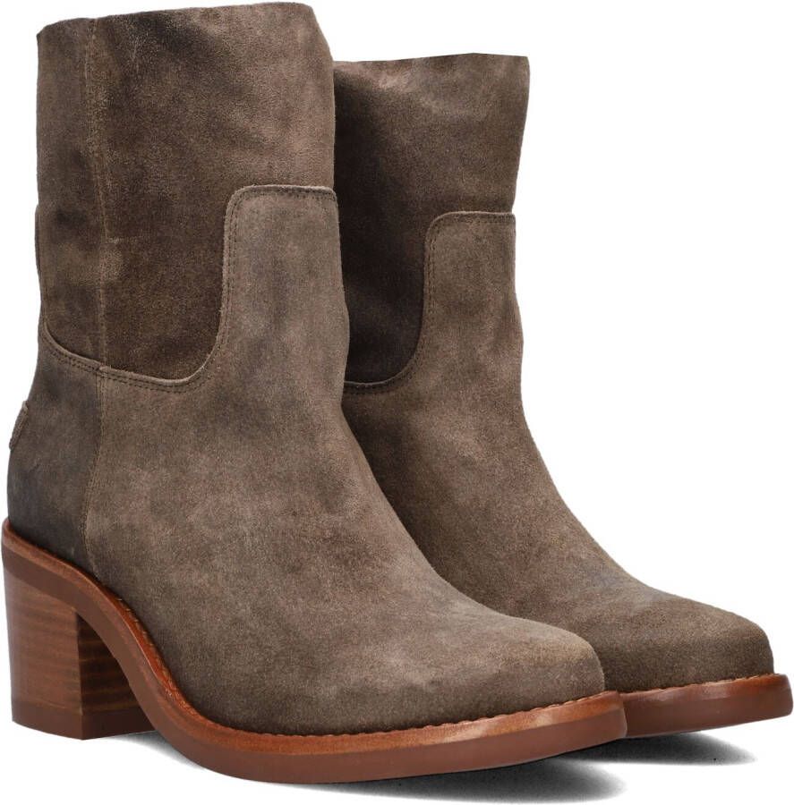 SHABBIES Enkellaarsjes Dames Puk Ankie Maat: 41 Materiaal: Suède Kleur: Taupe
