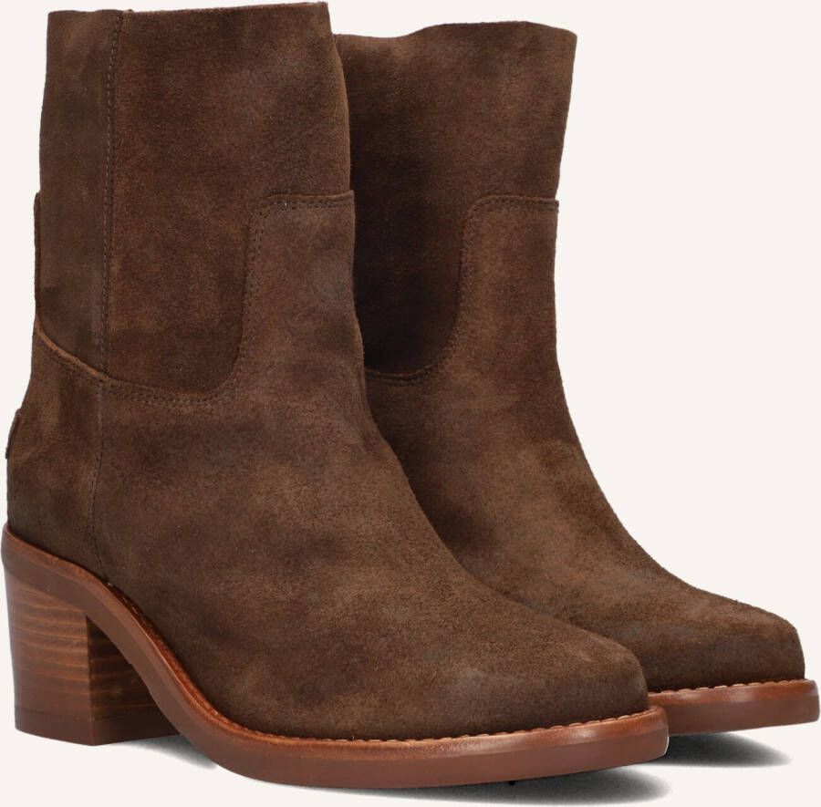 SHABBIES Enkellaarsjes Dames Puk Ankie Maat: 37 Materiaal: Suède Kleur: Bruin
