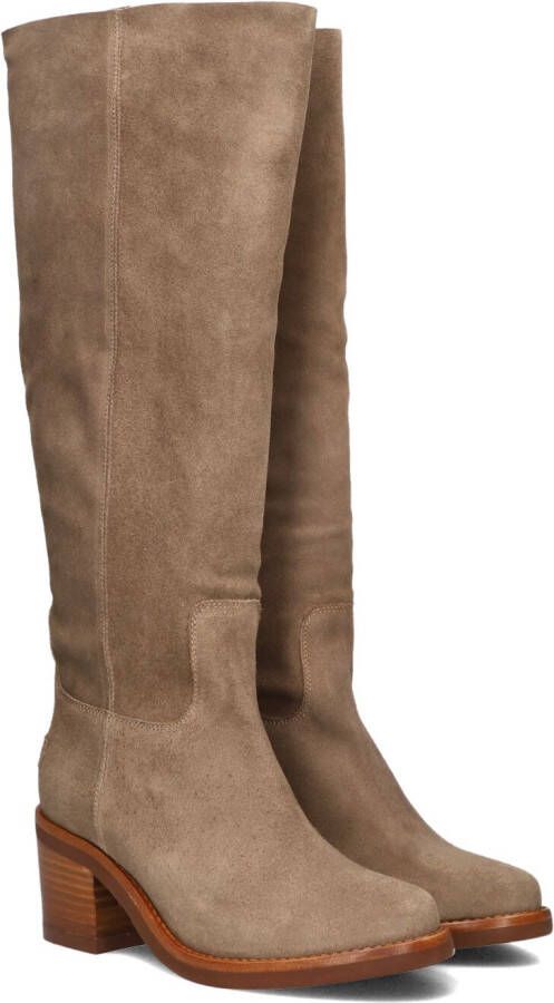 SHABBIES Hoge Laarzen Dames Puk Tuba Maat: 39 Materiaal: Suède Kleur: Taupe