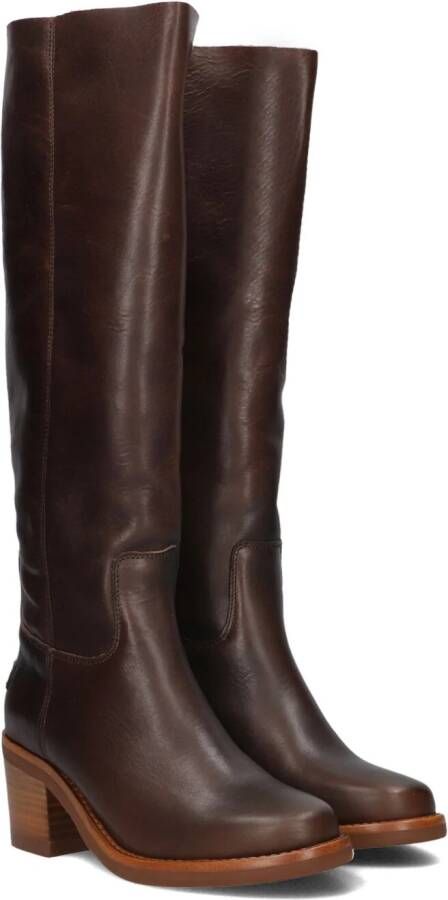 SHABBIES Hoge Laarzen Dames Puk Tuba Maat: 42 Materiaal: Leer Kleur: Bruin