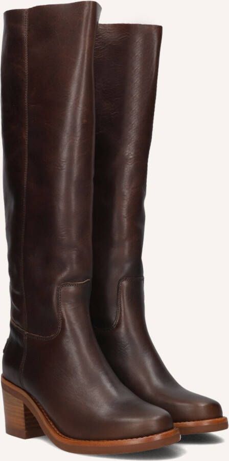 SHABBIES Hoge Laarzen Dames Puk Tuba Maat: 38 Materiaal: Leer Kleur: Bruin
