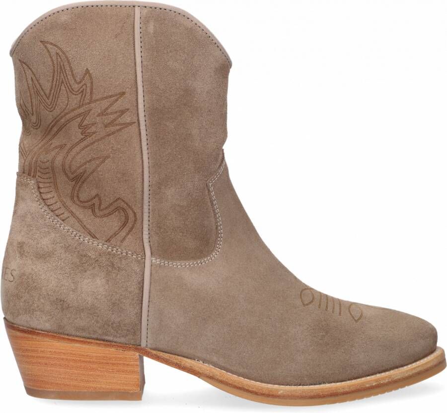 Shabbies Amsterdam Shabbies Western Enkellaarzen Suede Taupe Dames