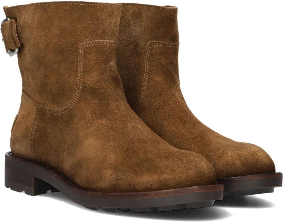 SHABBIES Enkelboots Dames Alyd Maat: 38 Materiaal: Suède Kleur: Cognac