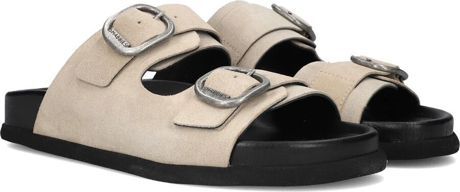 SHABBIES Slippers Dames Inga Buckles S Maat: 41 Materiaal: Suède Kleur: Beige