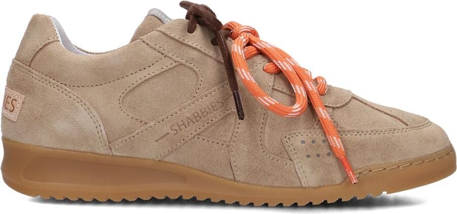 SHABBIES Lage Sneakers Dames April Mina Suède Beige