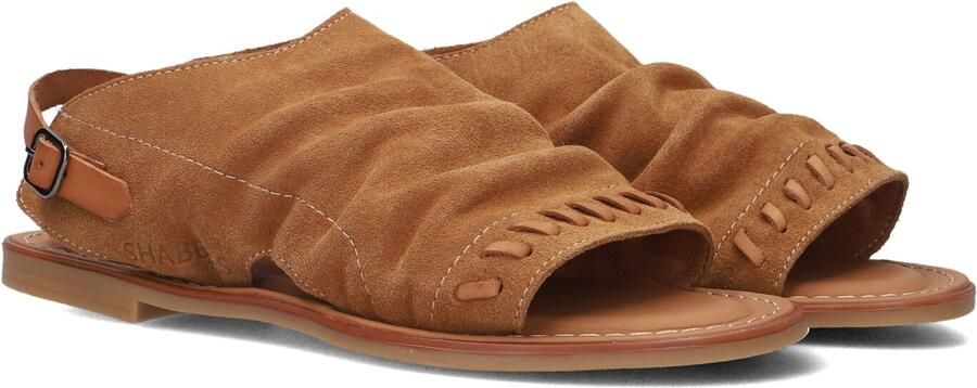 Shabbies Amsterdam Shabbies Dames Platte sandalen Angel Sleeve Camel Suède