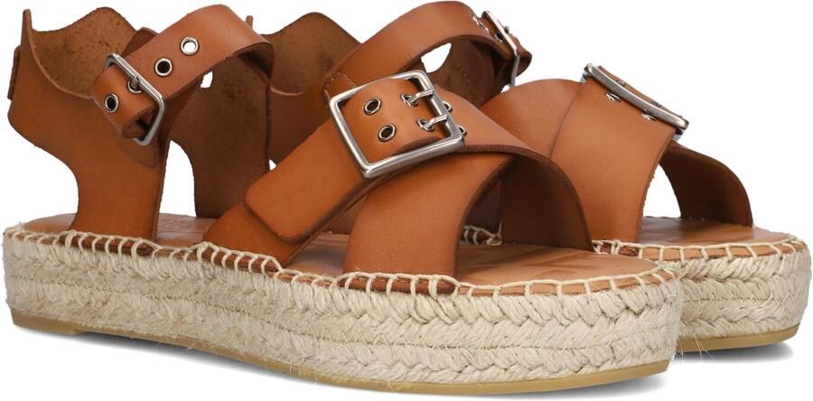 Shabbies Amsterdam Shabbies Dames Sandalen met hak Kira June Camel Leer Plateauzool