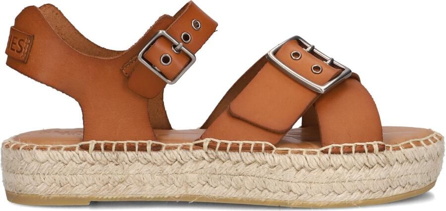 Shabbies Amsterdam Shabbies Dames Sandalen met hak Kira June Camel Leer Plateauzool - Foto 3