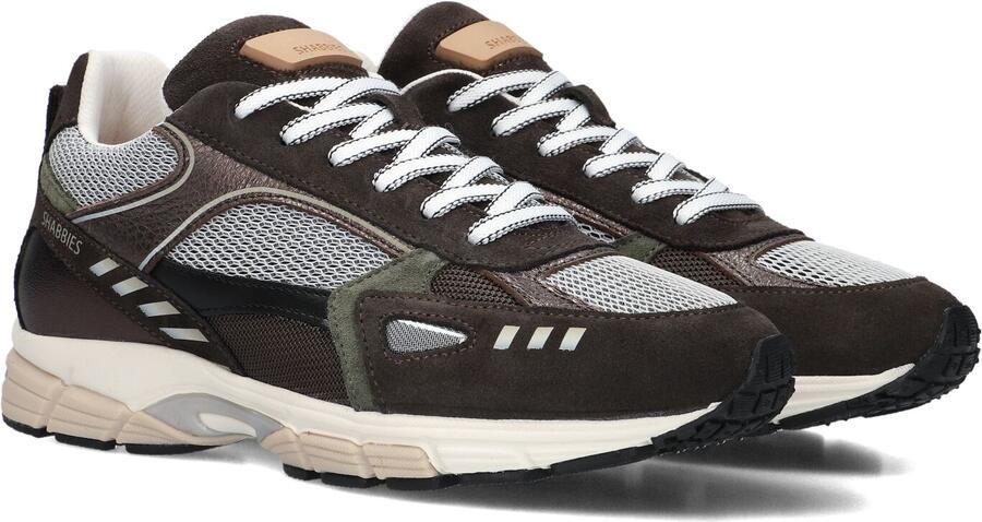 SHABBIES Lage Sneakers Dames Abbey Masha Suède Bruin