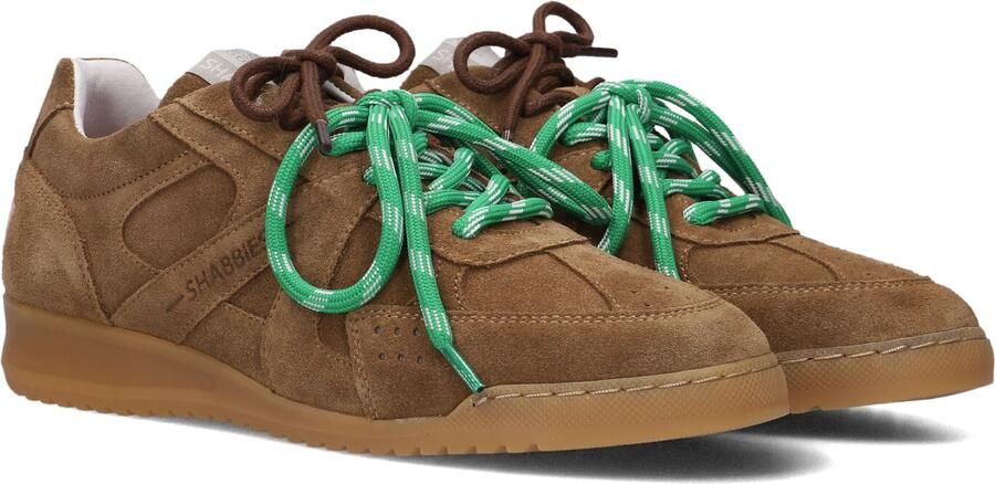 SHABBIES Lage Sneakers Dames April Mina Suède Bruin