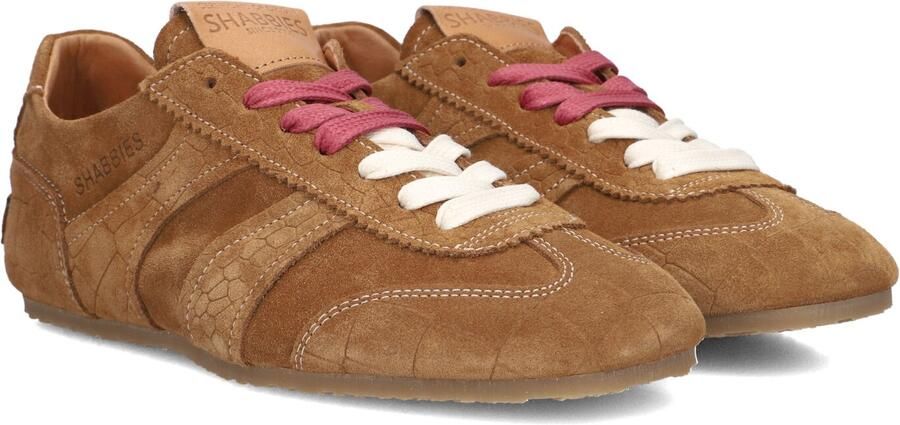 SHABBIES Lage Sneakers Dames Ciska Base Suède Camel