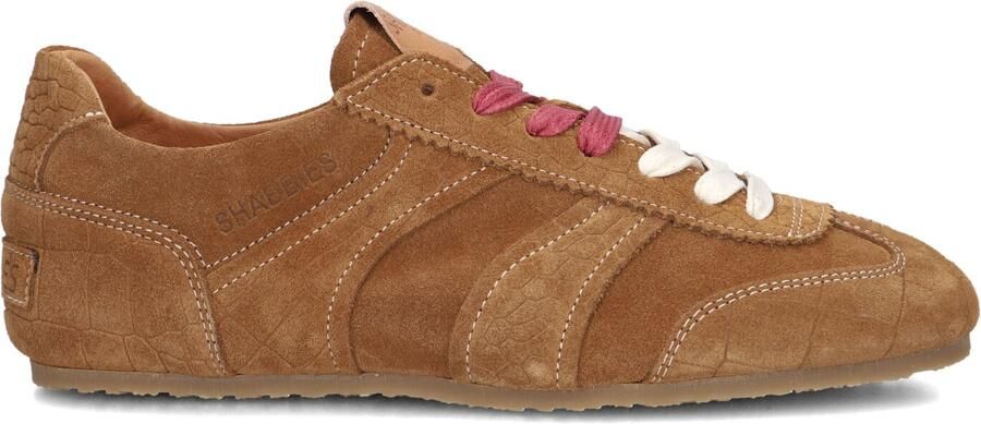 SHABBIES Lage Sneakers Dames Ciska Base Suède Camel