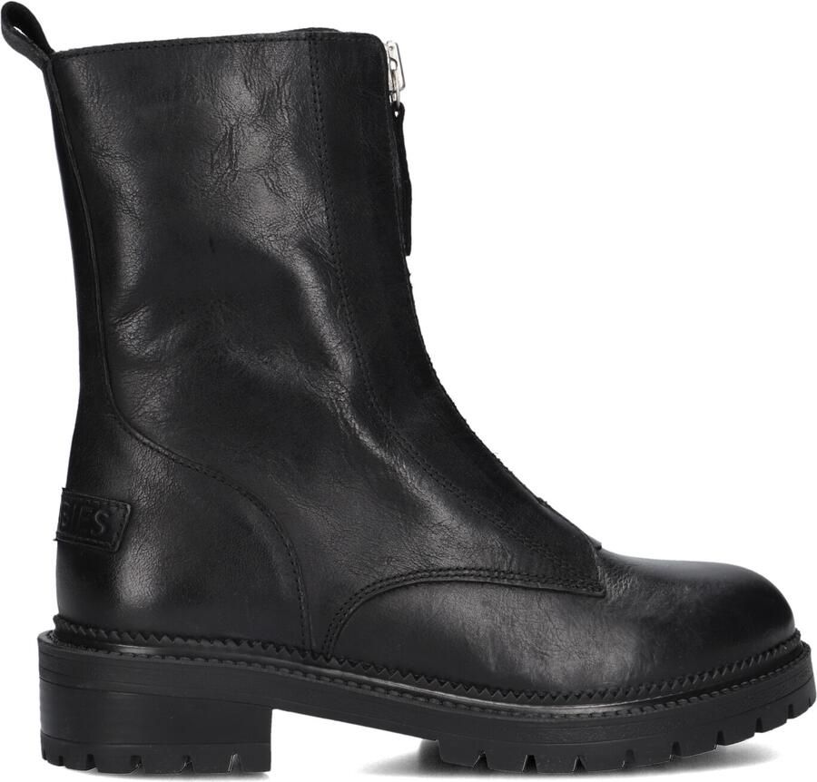 SHABBIES Enkelboots Dames Tirza Zipa Maat: 37 Materiaal: Leer Kleur: Zwart