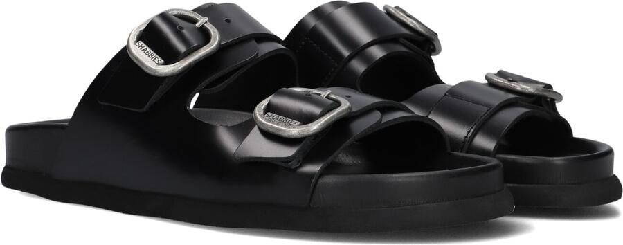 SHABBIES Slippers Dames Inga Buckles Maat: 40 Materiaal: Leer Kleur: Zwart