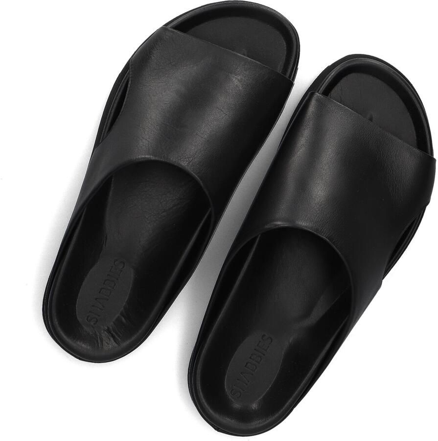 SHABBIES Badslippers Dames Inga Close Maat: 40 Materiaal: Leer Kleur: Zwart - Foto 2