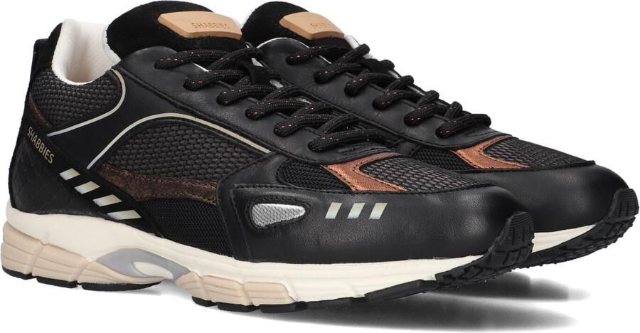SHABBIES Lage Sneakers Dames Abbey Masha Leer Zwart