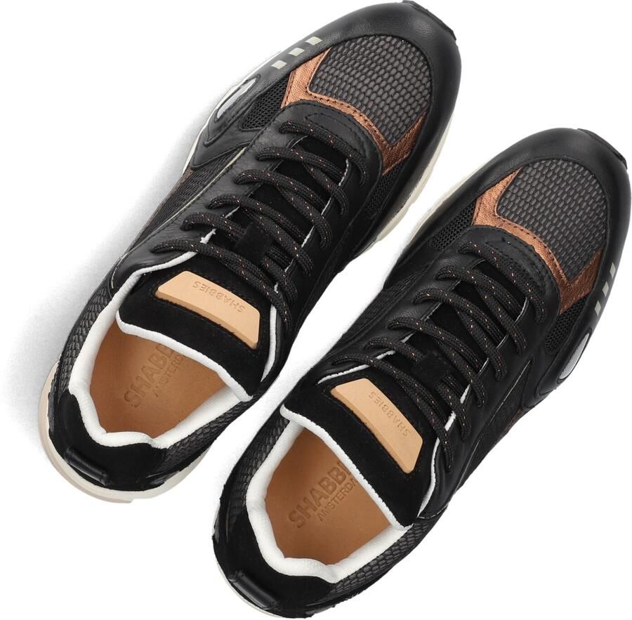 SHABBIES Lage Sneakers Dames Abbey Masha Leer Zwart - Foto 3