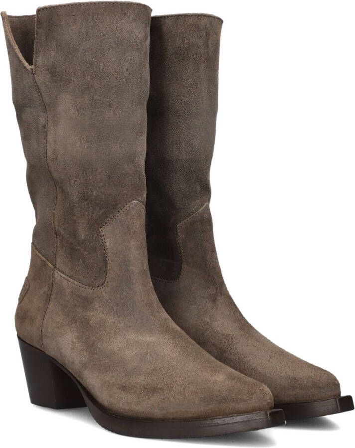 SHABBIES Taupe Enkellaarsjes Lure Mid Boot
