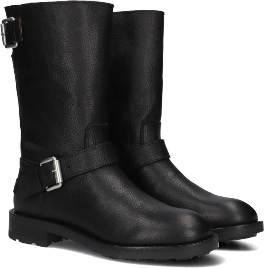 SHABBIES Biker Boots Dames Alyd Mia Leer Zwart