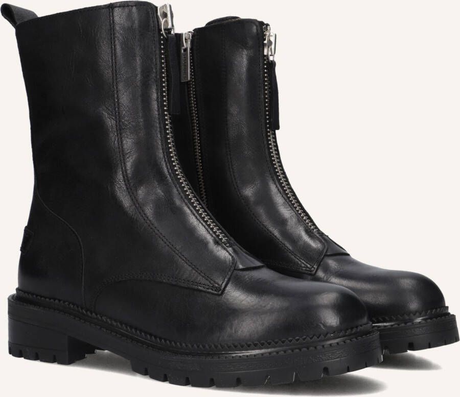 SHABBIES Enkelboots Dames Tirza Zipa Maat: 41 Materiaal: Leer Kleur: Zwart